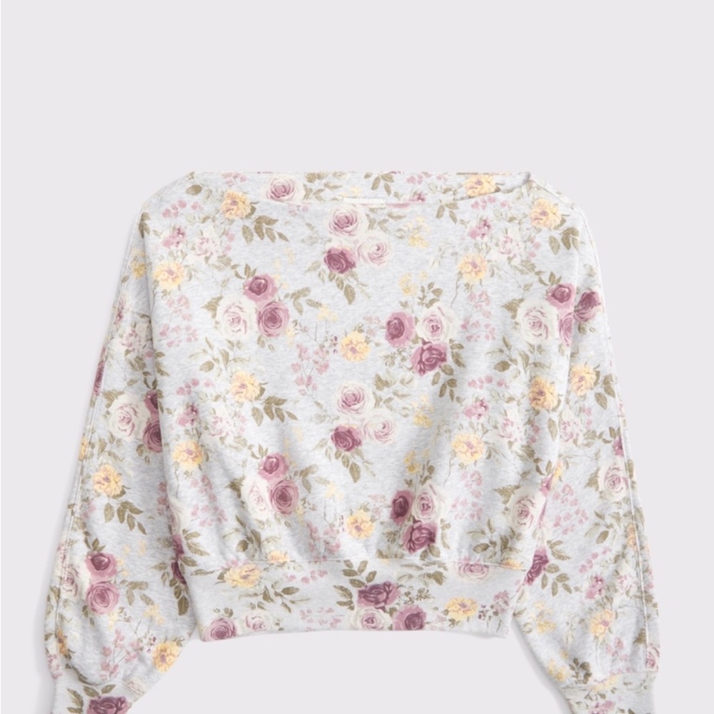 Abercrombie & Fitch Floral Sweatshirt - Cream and Purple